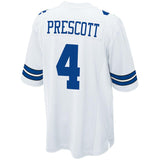 Men's Dallas Cowboys Dak Prescott  White Game Jersey