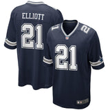 Men's Dallas Cowboys Ezekiel Elliott Navy Game Jersey