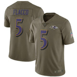 Men's Baltimore Ravens Joe Flacco Olive Salute to Service Limited Jersey