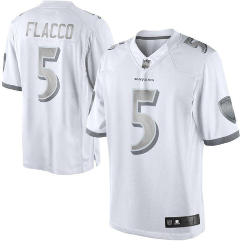 Men's Baltimore Ravens Joe Flacco White Platinum Limited Jersey
