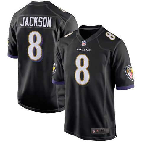 Men's Baltimore Ravens Lamar Jackson Black 2018 NFL Draft Pick Game Jersey