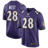 Men's Baltimore Ravens Terrance West  Purple NFL Draft Game Jersey