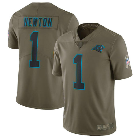 Men's Carolina Panthers Cam Newton Olive Salute To Service Limited Jersey