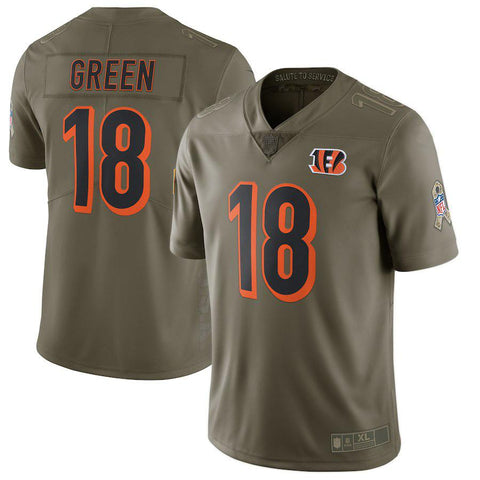 Men's Cincinnati Bengals A.J. Green Olive Salute To Service Limited Jersey