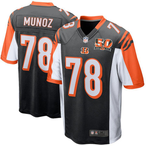 Men's Cincinnati Bengals Anthony Munoz Black 50th Anniversary Retired Player Game Jersey