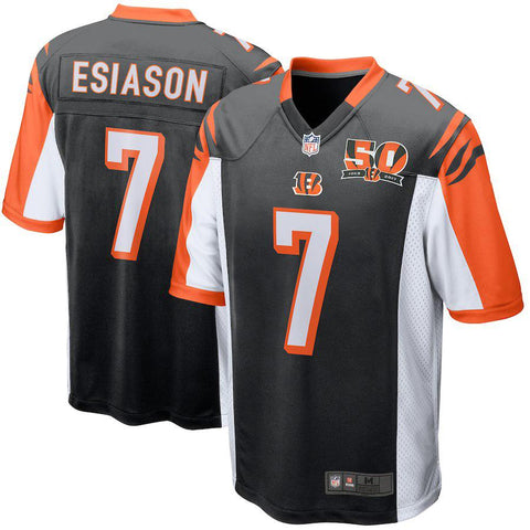 Men's Cincinnati Bengals Boomer Esiason Black 50th Anniversary Retired Player Game Jersey
