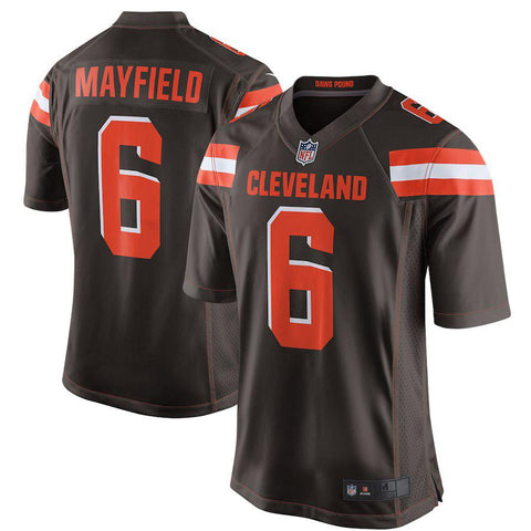 Men's Cleveland Browns Baker Mayfield Brown 2018 NFL Draft First Round Pick Game Jersey