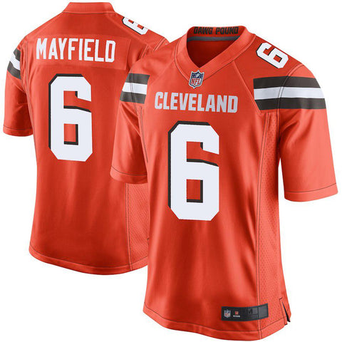Men's Cleveland Browns Baker Mayfield Orange 2018 NFL Draft Pick Game Jersey
