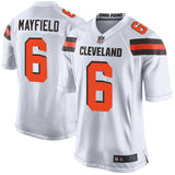 Men's Cleveland Browns Baker Mayfield White 2018 NFL Draft Pick Game Jersey