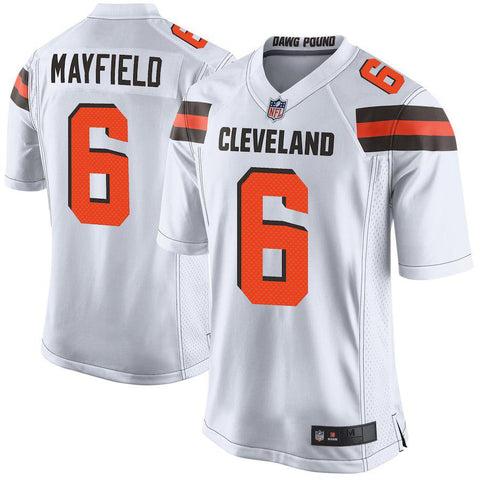 Men's Cleveland Browns Baker Mayfield White 2018 NFL Draft Pick Game Jersey