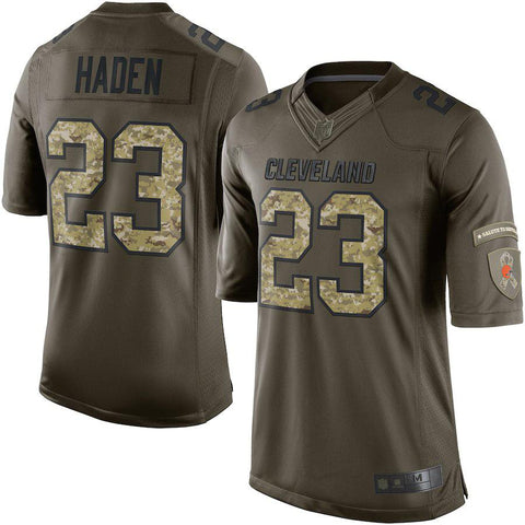 Men's Cleveland Browns Joe Haden Green Salute To Service Limited Jersey