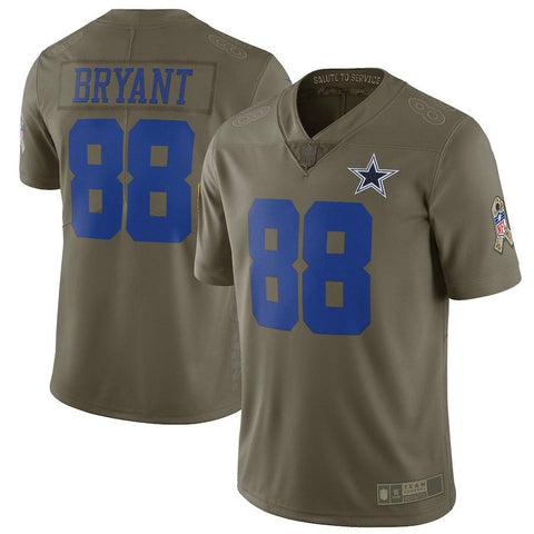 Men's Dallas Cowboys Dez Bryant Olive Salute To Service Limited Jersey