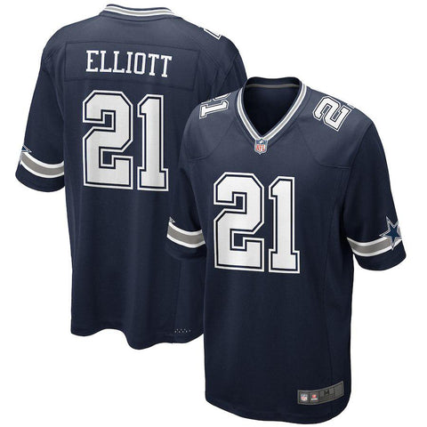Men's Dallas Cowboys Ezekiel Elliott Navy Game Jersey