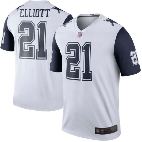 Men's Dallas Cowboys Ezekiel Elliott White Color Rush Legend Jersey