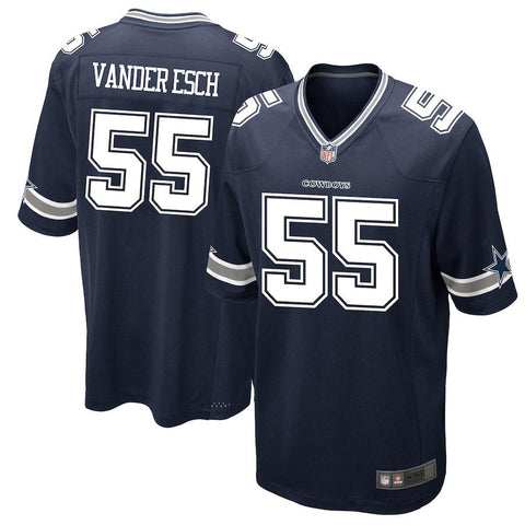 Men's Dallas Cowboys Leighton Vander Esch Navy 2018 NFL Draft First Round Pick Game Jersey