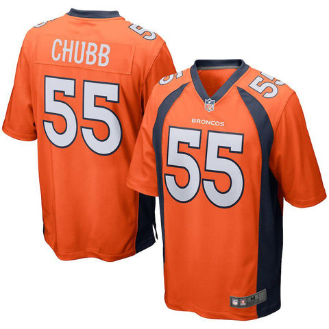 Men's Denver Broncos Bradley Chubb  Orange 2018 NFL Draft First Round Pick Game Jersey