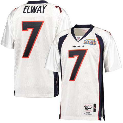 Men's Denver Broncos John Elway Mitchell & Ness White 1998 Throwback Authentic Jersey