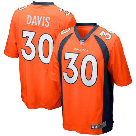 Men's Denver Broncos Terrell Davis Orange Retired Player Game Jersey