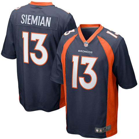 Men's Denver Broncos Trevor Siemian Navy Game Jersey
