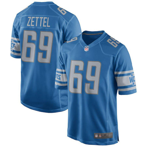 Men's Detroit Lions Anthony Zettel Blue NFL Draft Game Jersey