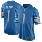 Men's Detroit Lions Frank Ragnow Blue 2018 NFL Draft First Round Pick Game Jersey