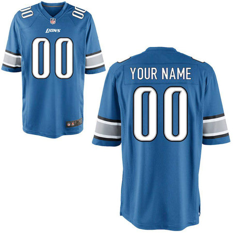 Men's Detroit Lions Blue Custom Game Jersey