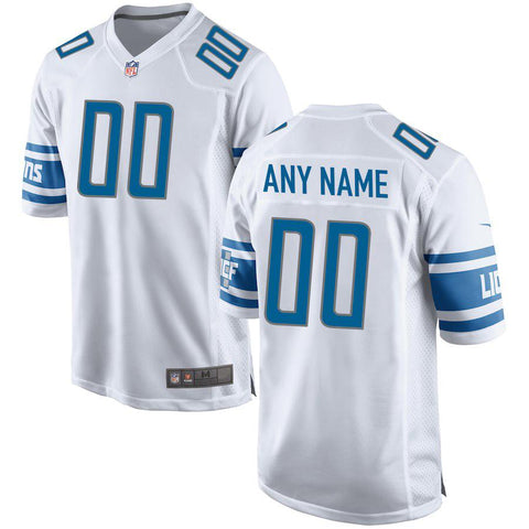 Men's Detroit Lions White Custom Game Jersey