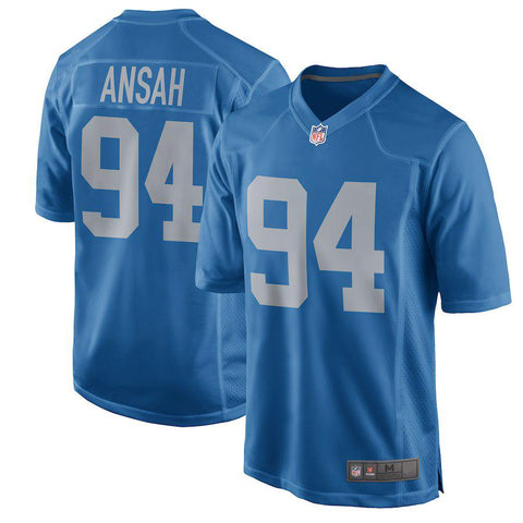 Men's Detroit Lions Ziggy Ansah Blue Throwback Game Jersey