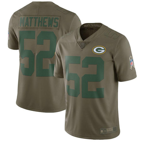 Men's Green Bay Packers Clay Matthews Olive Salute To Service Limited Jersey