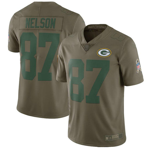 Men's Green Bay Packers Jordy Nelson Olive Salute To Service Limited Jersey