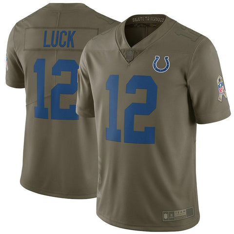 Men's Indianapolis Colts Andrew Luck Olive Salute To Service Limited Jersey