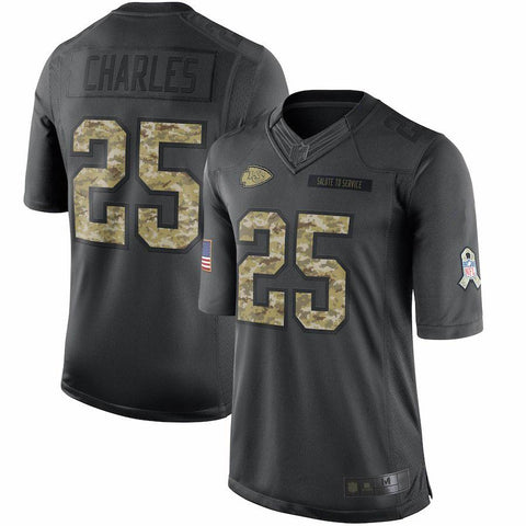Men's Kansas City Chiefs Jamaal Charles Anthracite Salute to Service Limited Jersey