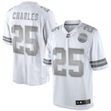 Men's Kansas City Chiefs Jamaal Charles  White Platinum Limited Jersey