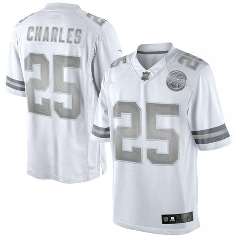 Men's Kansas City Chiefs Jamaal Charles  White Platinum Limited Jersey