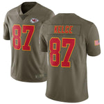Men's Kansas City Chiefs Travis Kelce Olive Salute To Service Limited Jersey