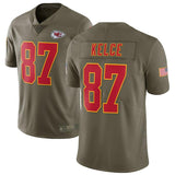 Men's Kansas City Chiefs Travis Kelce Olive Salute To Service Limited Jersey