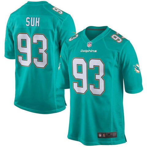 Men's Miami Dolphins Ndamukong Suh Aqua Game Jersey