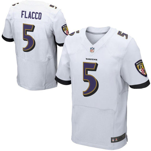 Mens Baltimore Ravens Joe Flacco White Elite Jersey