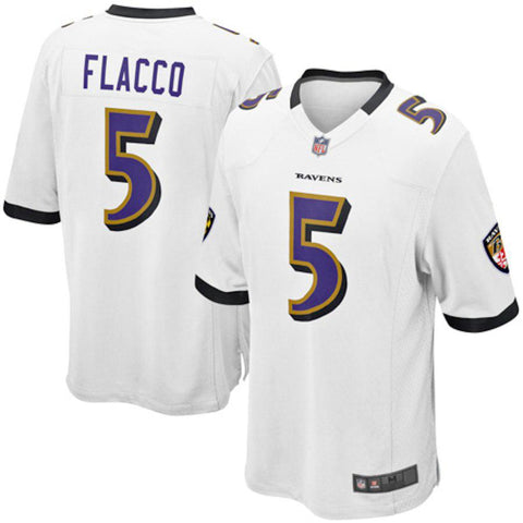 Mens Baltimore Ravens Joe Flacco White Game Jersey