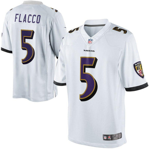 Mens Baltimore Ravens Joe Flacco White with all White Collar Limited Jersey
