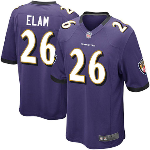 Mens Baltimore Ravens Matt Elam Purple Game Jersey