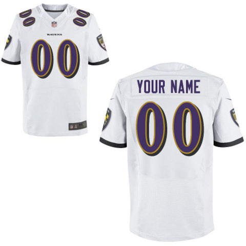 Mens Baltimore Ravens White Custom Elite Jersey