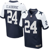 Mens Dallas Cowboys Morris Claiborne Navy Blue Elite Throwback Jersey