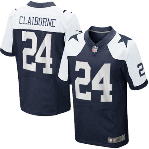 Mens Dallas Cowboys Morris Claiborne Navy Blue Elite Throwback Jersey