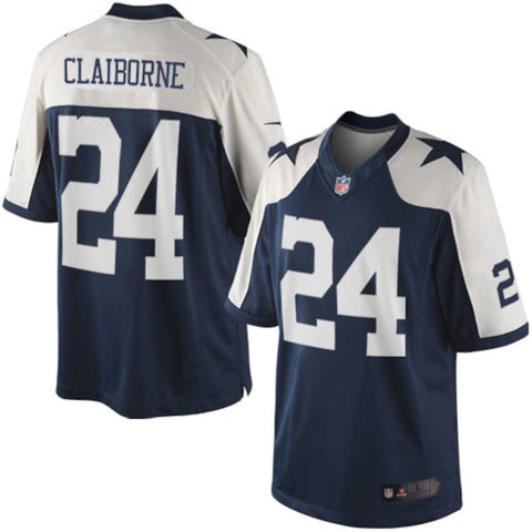 Mens Dallas Cowboys Morris Claiborne Navy Blue Throwback Limited Jersey