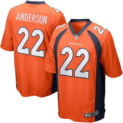 Mens Denver Broncos CJ Anderson Orange Game Jersey