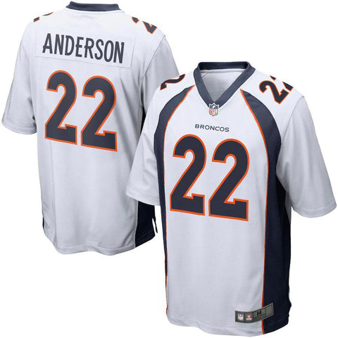 Mens Denver Broncos CJ Anderson  White Game Jersey