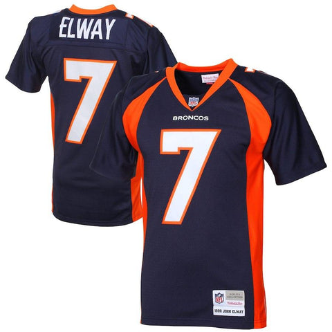 Mens Denver Broncos John Elway Mitchell & Ness Navy Blue 1998 Retired Player Vintage Jersey