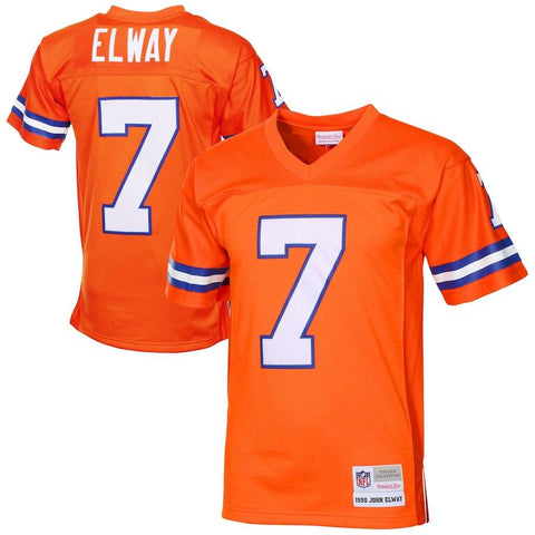 Mens Denver Broncos John Elway Mitchell & Ness Orange 1990 Retired Player Vintage  Jersey