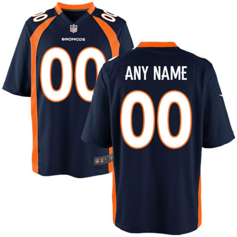 Mens Denver Broncos Navy Blue Customized Alternate Game Jersey
